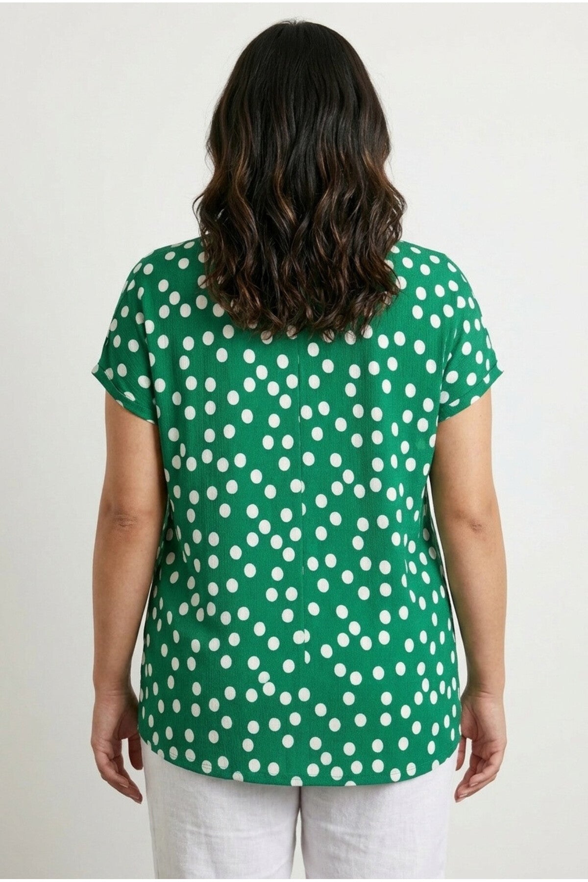 Plus Size V-Neck Short Sleeve Polka Dot T-shirt