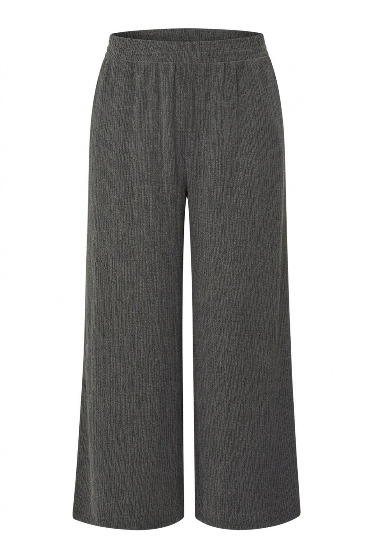 Plus Size Elastic Waist Wide Leg Pocketed Trousers