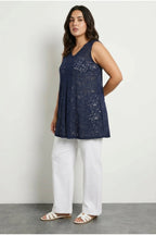 Plus Size V-Neck Sleeveless Unlined Lace T-shirt