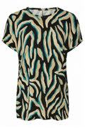 Plus Size Crew Neck Short Sleeve Zebra Print Blouse