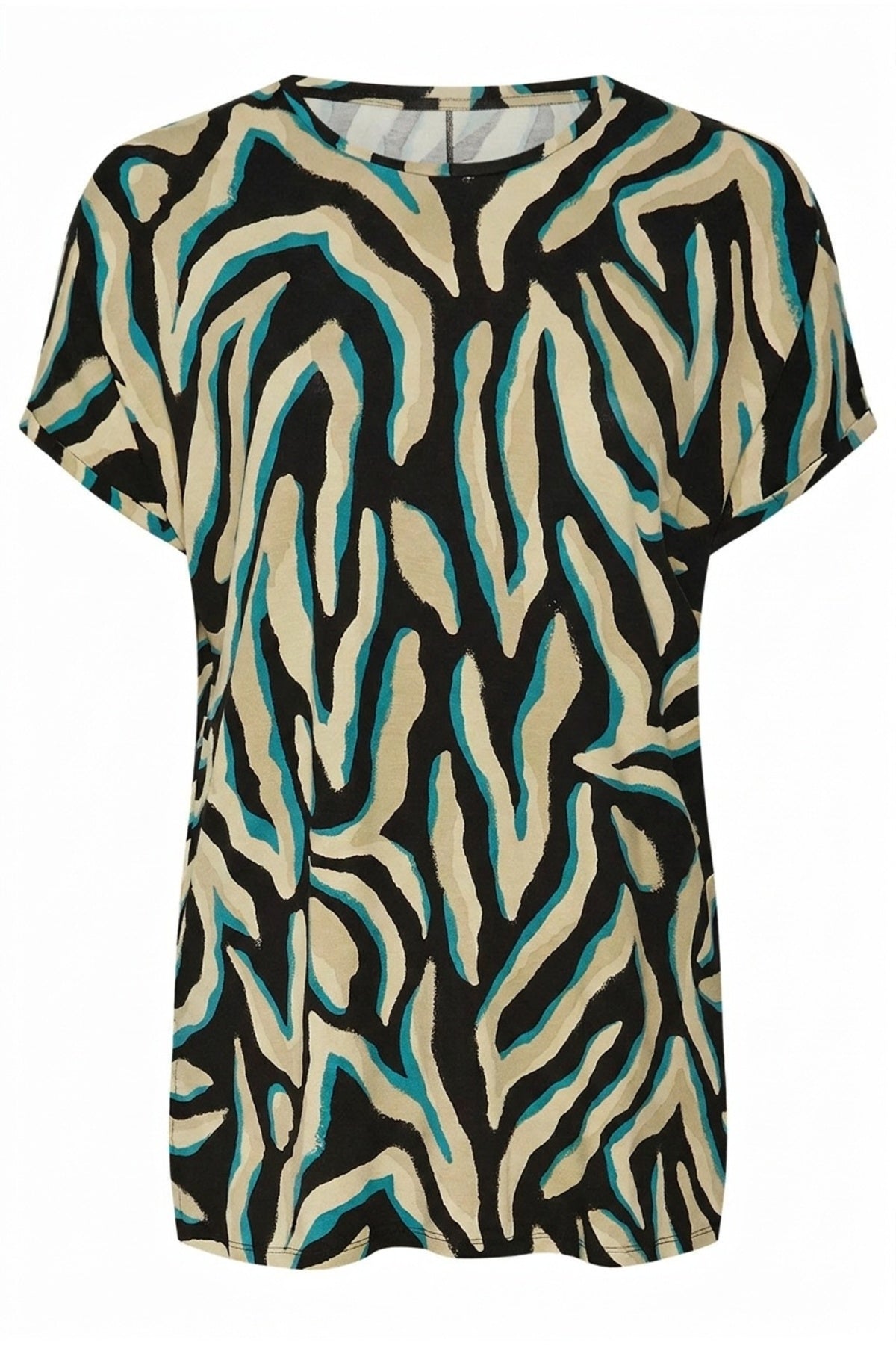 Plus Size Crew Neck Short Sleeve Zebra Print Blouse