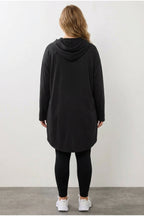 Plus Size V-Neck Long Sleeve Hooded Tunic Sweatshirt