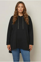 Plus Size Hooded Long Sleeve Asymmetric Cut Long Sweatshirt