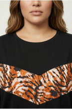 Plus Size Crew Neck Long Sleeve Leopard Print Sweatshirt