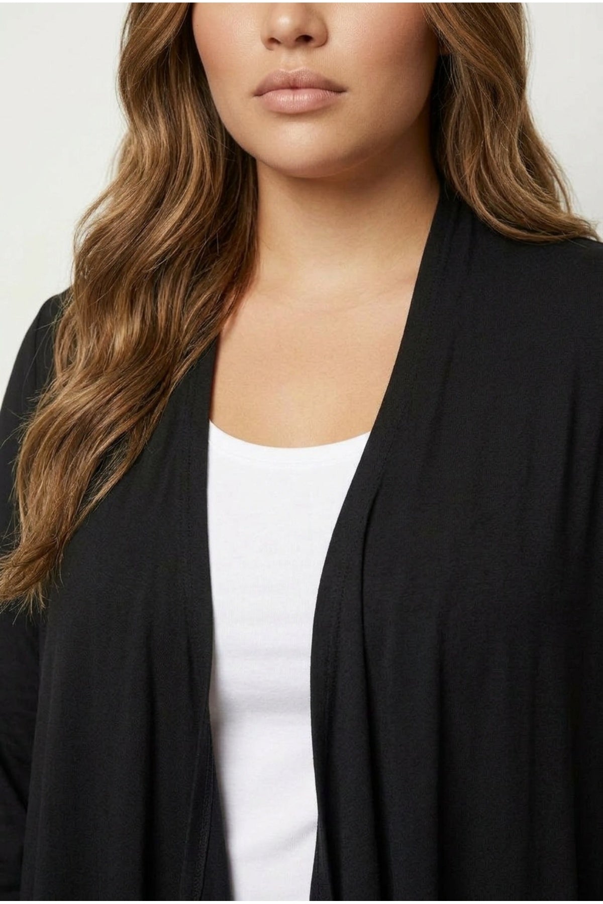 Black Asymmetric Cut Draped Cardigan