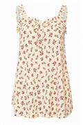 Plus Size Floral Print Crinkle Fabric Square Neck Sleeveless Blouse