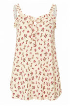 Plus Size Floral Print Crinkle Fabric Square Neck Sleeveless Blouse