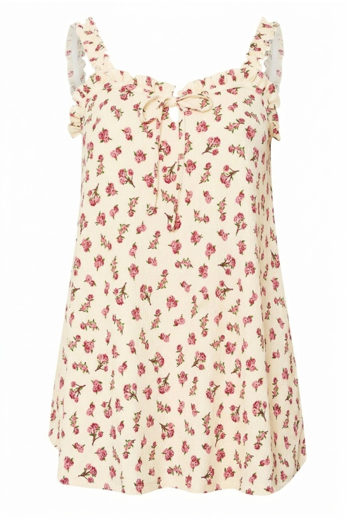 Plus Size Floral Print Crinkle Fabric Square Neck Sleeveless Blouse