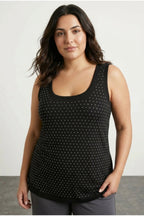 Plus Size Round Neck Sleeveless Stud Detail Blouse