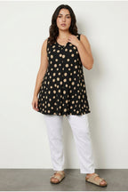 Plus Size V-Neck Sleeveless Polka Dot T-shirt
