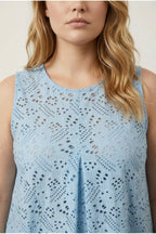Plus Size V-Neck Sleeveless Lace Detailed Unlined Blouse