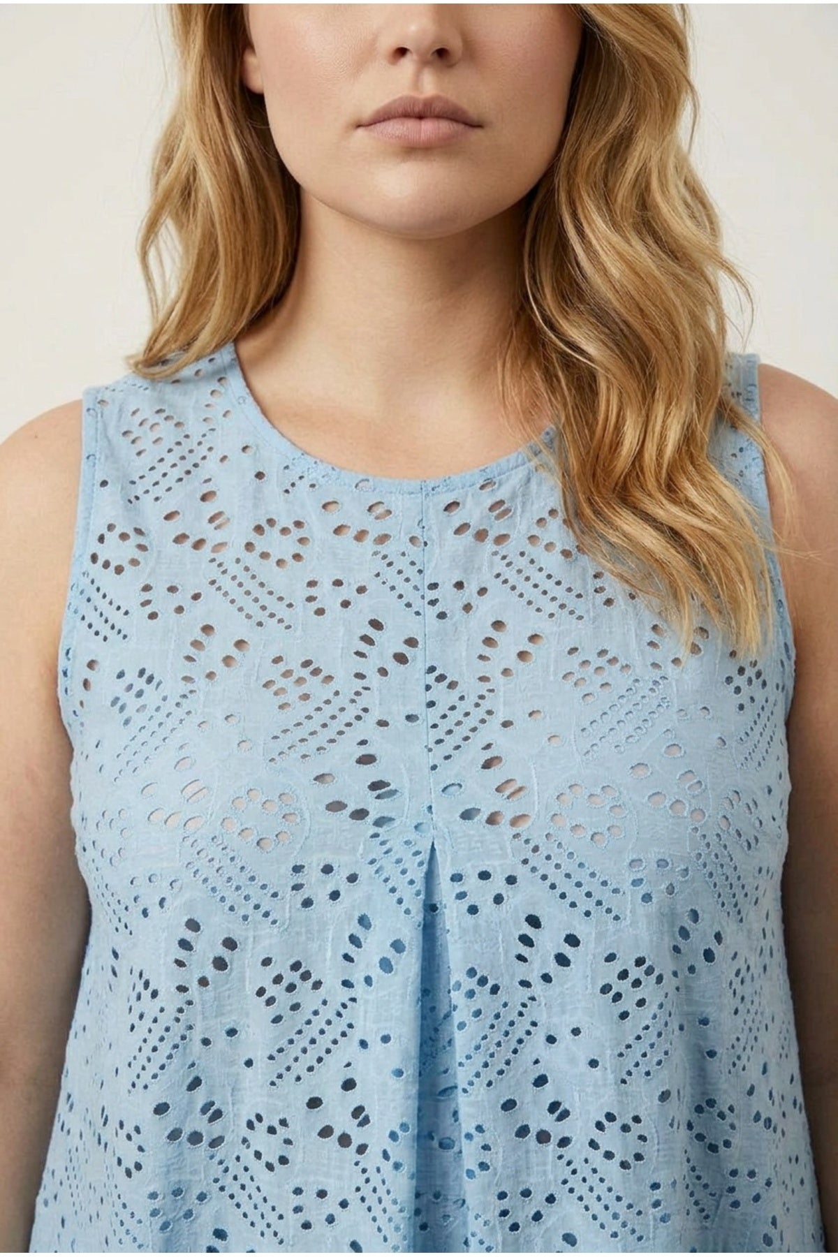 Plus Size V-Neck Sleeveless Lace Detailed Unlined Blouse