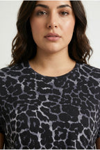Plus Size Crew Neck Short Sleeve Leopard Print T-shirt