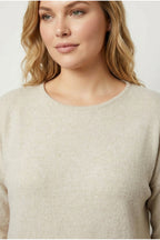 Plus Size 3/4 Sleeve Button Detail Soft Textured Sweater