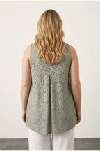 Plus Size V-Neck Sleeveless Lace Detailed Unlined Blouse