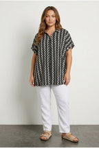Plus Size Short Sleeve Patterned Shirt