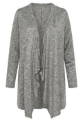 Plus Size Open Front Long Sleeve Asymmetrical Cut Thin Cardigan