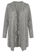 Plus Size Open Front Long Sleeve Asymmetrical Cut Thin Cardigan