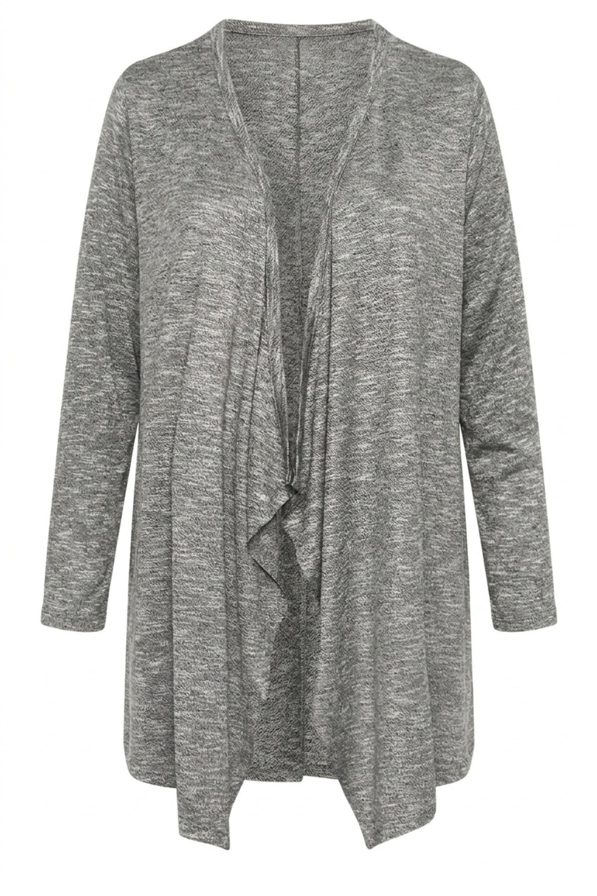 Plus Size Open Front Long Sleeve Asymmetrical Cut Thin Cardigan