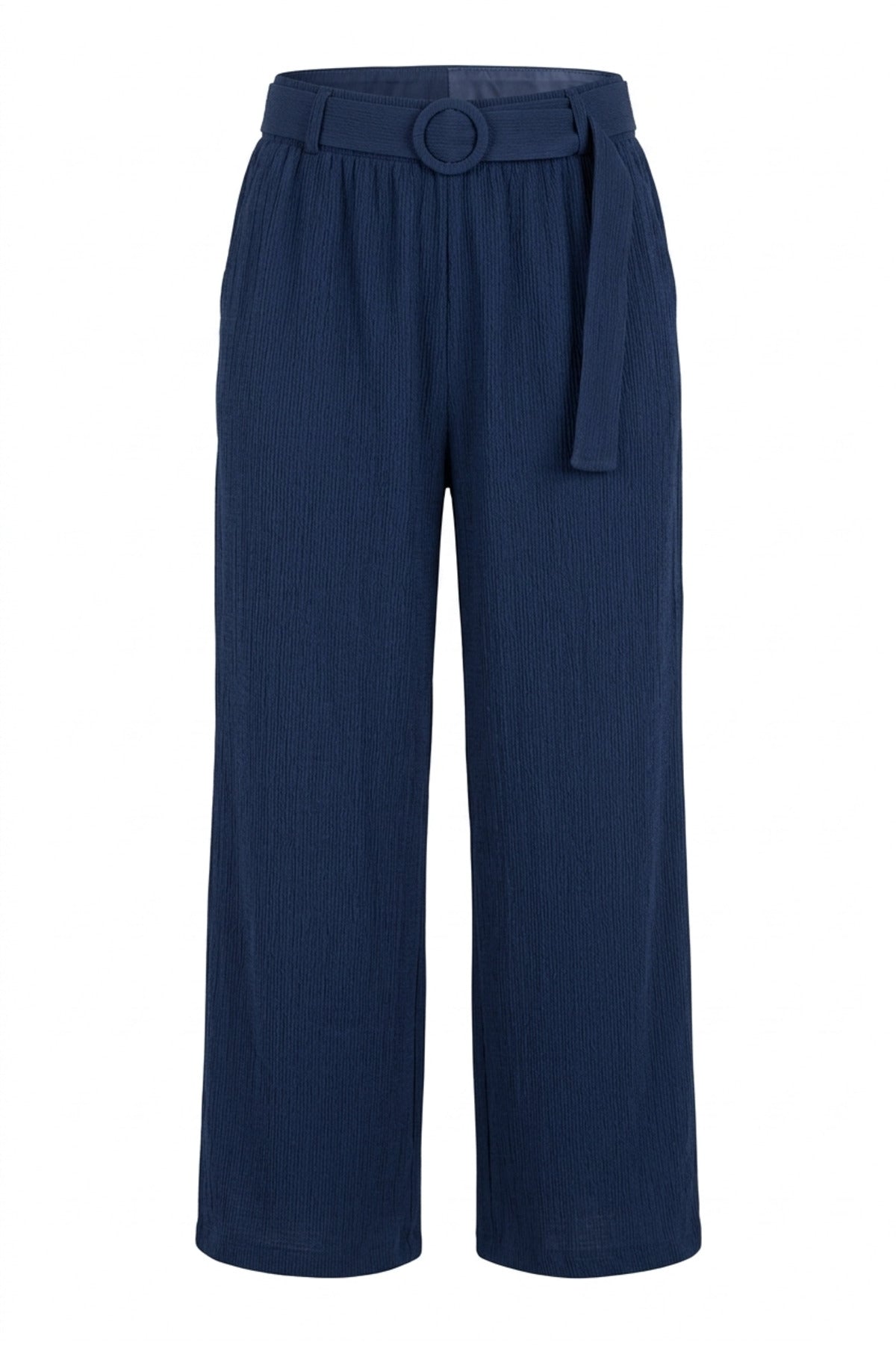 Plus Size Elastic Waist Wide Leg Crinkle Stretchy Pants with Pockets