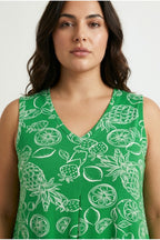 Plus Size V-Neck Sleeveless Floral Print T-shirt