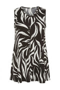 Plus Size V-Neck Sleeveless Pleated Patterned Stretchy Blouse
