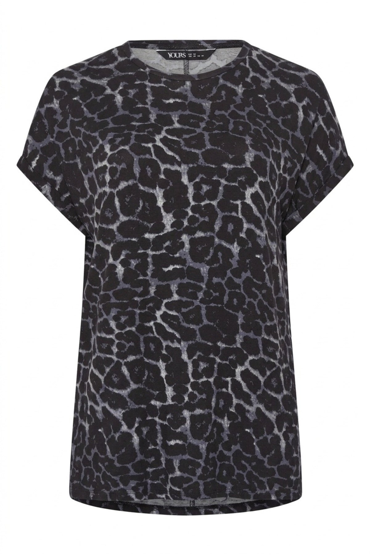 Plus Size Crew Neck Short Sleeve Leopard Print T-shirt