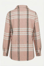 Plus Size Buttoned Pocketed Coffee Lumberjack Shirt