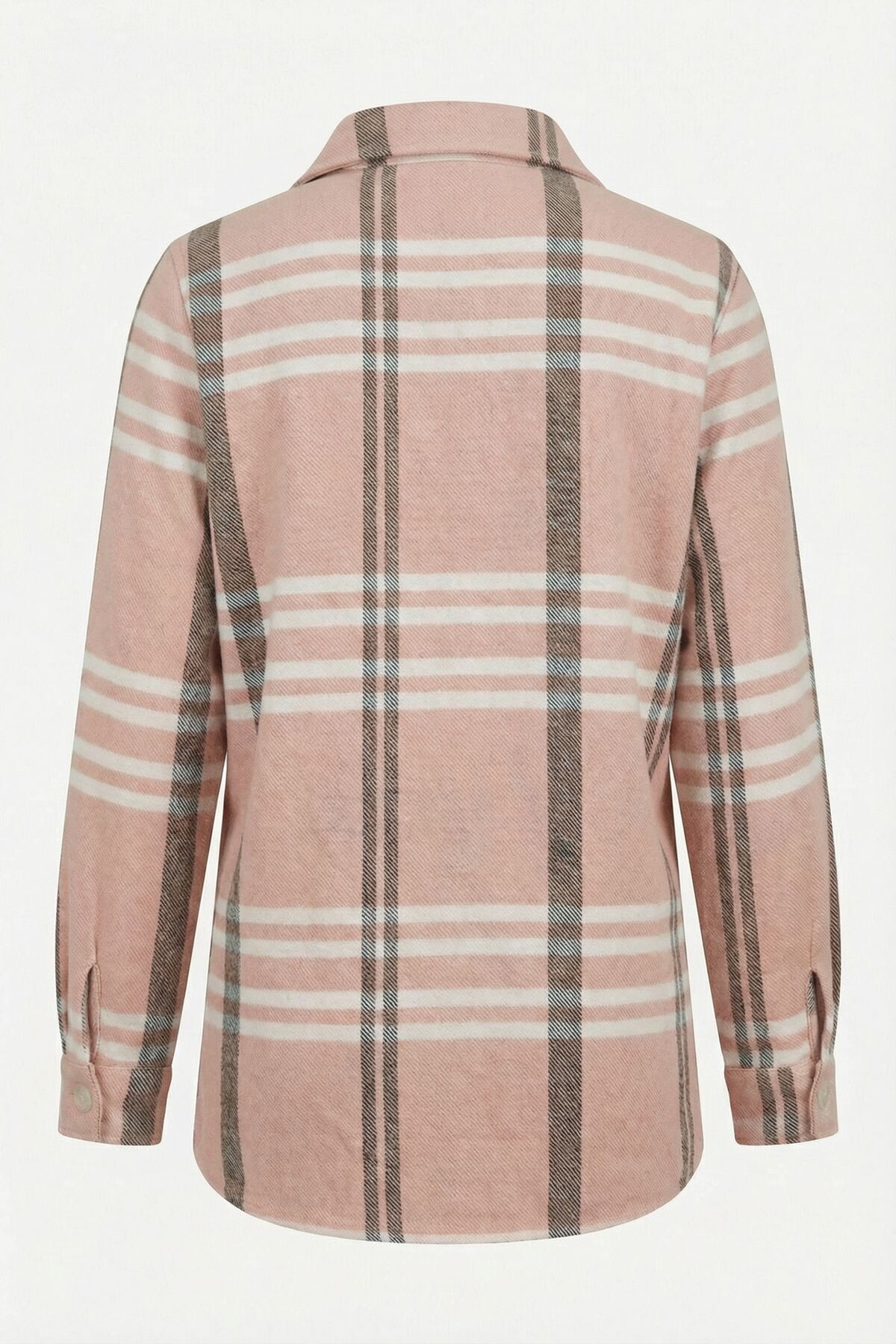 Plus Size Buttoned Pocketed Coffee Lumberjack Shirt
