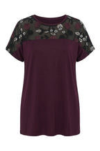 Plus Size Crew Neck Short Sleeve Sequin Detailed Blouse
