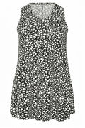 Plus Size V-Neck Sleeveless Patterned Blouse with Swing Hem