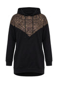 Plus Size Long Sleeve Hooded Sweatshirt with Quilted Detail