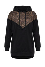 Plus Size Long Sleeve Hooded Sweatshirt with Quilted Detail