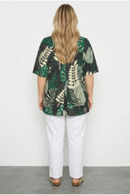 Plus Size V-Neck Short Wide Sleeve Front Pleated Stretchy Fabric Tunic T-shirt