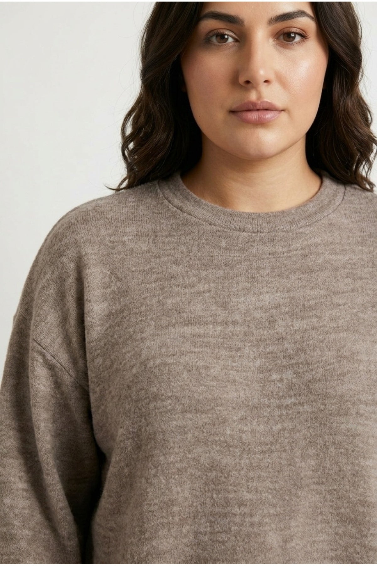 Plus Size Long Sleeve Crew Neck Soft Textured Dress