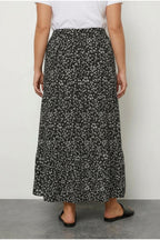 Plus Size Longline Pocketless Elastic Waist Patterned Skirt