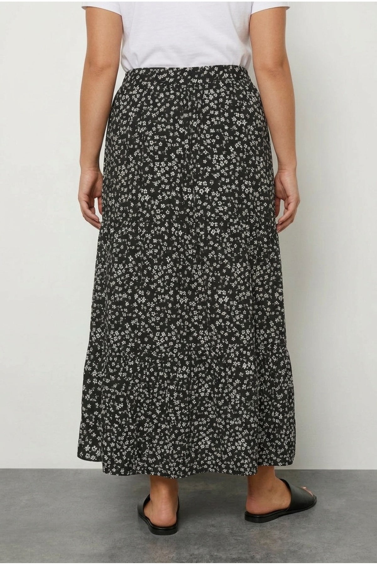 Plus Size Longline Pocketless Elastic Waist Patterned Skirt
