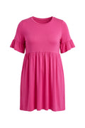 Plus Size Sleeve Detailed Elastic Waist Pleated Tunic T-shirt