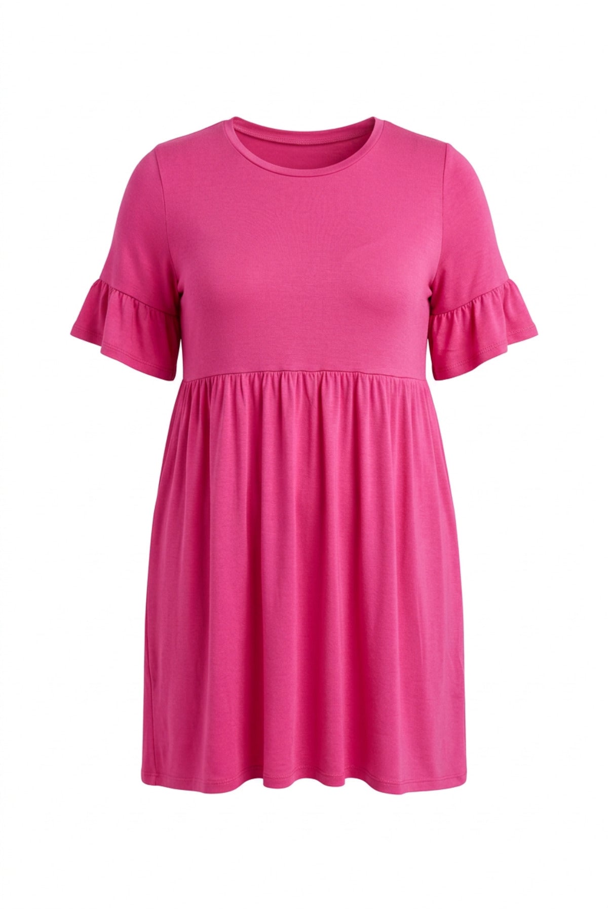 Plus Size Sleeve Detailed Elastic Waist Pleated Tunic T-shirt