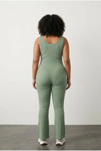 Plus Size Sleeveless Flare Leg Pull-on Stretchy Jumpsuit