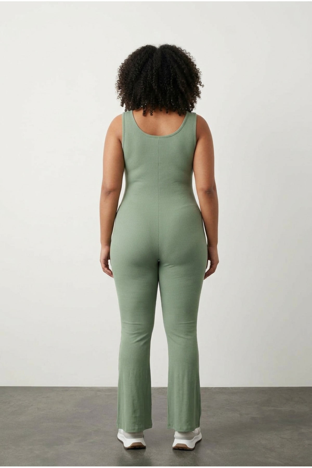 Plus Size Sleeveless Flare Leg Pull-on Stretchy Jumpsuit