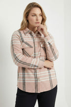 Plus Size Buttoned Pocketed Coffee Lumberjack Shirt