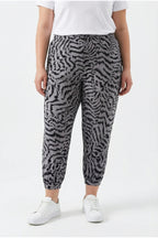 Plus Size Patterned Harem Pants with Elasticated Waist and Cuffs and Pockets