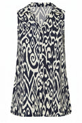 Plus Size Sleeveless Abstract Patterned Button Detailed Blouse
