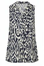 Plus Size Sleeveless Abstract Patterned Button Detailed Blouse