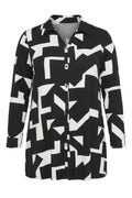 Plus Size Long Sleeve Abstract Patterned Long Shirt