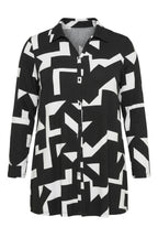 Plus Size Long Sleeve Abstract Patterned Long Shirt