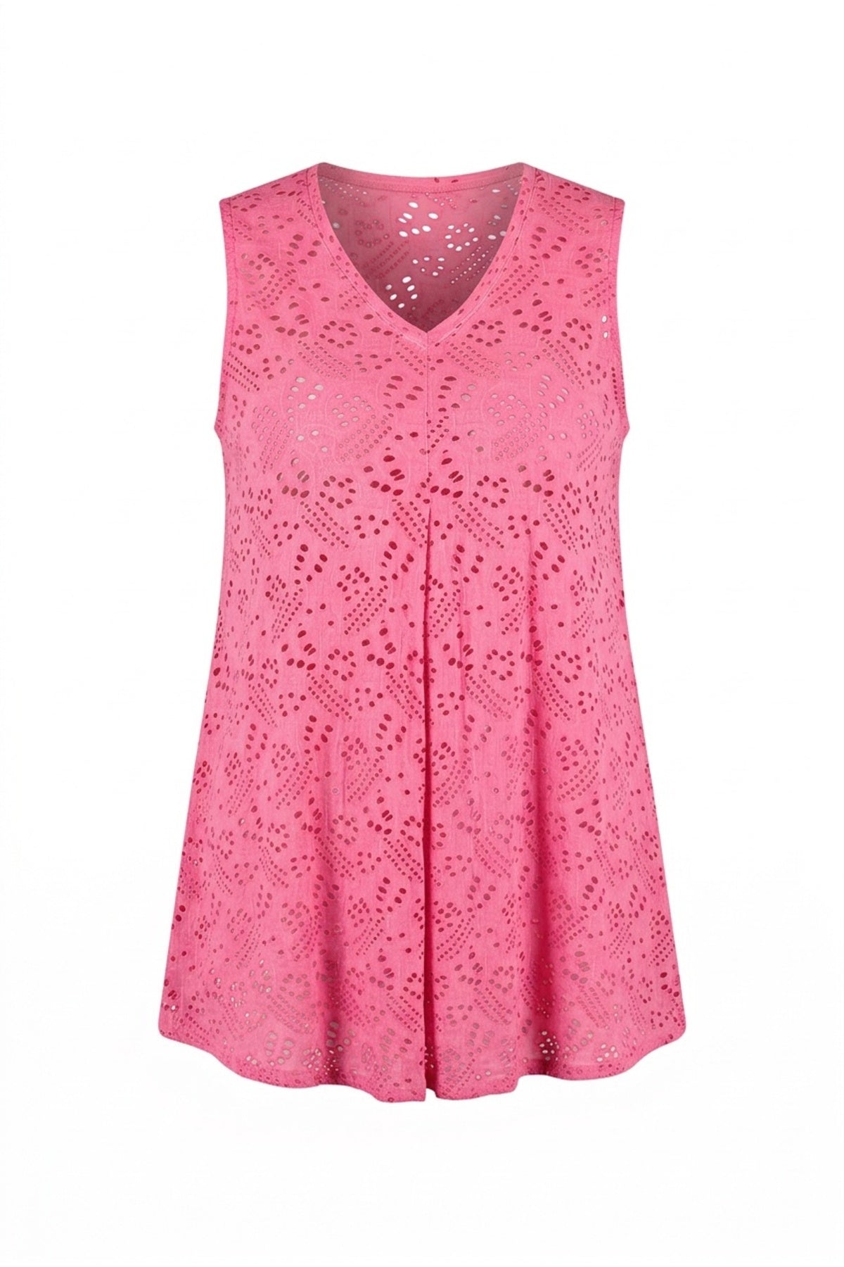 Plus Size V-Neck Sleeveless Lace Detailed Unlined Blouse
