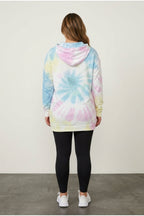 Plus Size Batik Patterned Hooded Printed Lightweight Sweatshirt