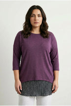 Plus Size Long Sleeve Thin Blouse with Tulle Detail on the Hem